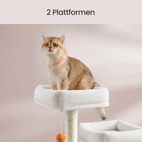 Arranhador para Gatos grande com 13 colunas para arranhar 55 x 45 x 168 cm, branco creme