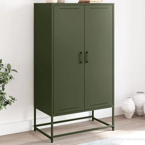 vidaXL Aparador alto 68,5x38,5x123,5 cm aço verde azeitona