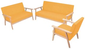 vidaXL Conjunto de sofás 3 pcs tecido amarelo