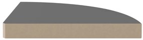 Prateleiras canto suspensas 2 pcs 35x35x3,8cm MDF cinza brilh.