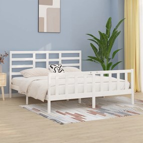 Cama sem colchão 200x200 cm madeira de pinho maciça branco