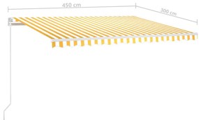 Toldo retrátil manual 450x300 cm amarelo e branco