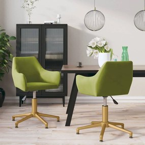vidaXL Cadeiras de jantar giratórias 2 pcs veludo verde-claro