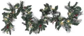 Guirlanda de natal com efeito de neve e iluminação 180 cm verde WAPTA Beliani