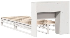 Cama com estante sem colchão 100x200 cm madeira maciça branco