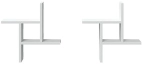 Prateleiras de parede 2 pcs 38x12x38cm derivados madeira branco