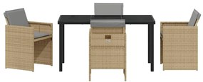 Conjunto de Jantar de Jardim com 5 peças e Almofadas Beijinhas, Rattan