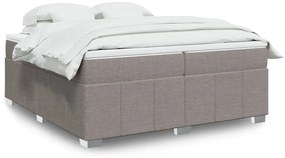 vidaXL Cama com molas/colchão 200x200 cm tecido castanho-acinzentado