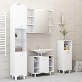 4 pcs conjunto de móveis de casa de banho contraplacado branco