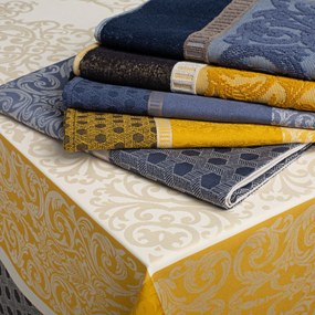 Toalhas de mesa anti nódoas 100% algodão - Fateba: Amarelo 1 Pano de cozinha felpo 50x50 cm - 100% algodão jacquard
