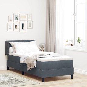 Cama Box com Colchão vidaXL Cinza Escuro 80x200 cm em Veludo