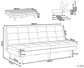 Sofá-cama de 3 lugares em tecido castanho RONNE Beliani