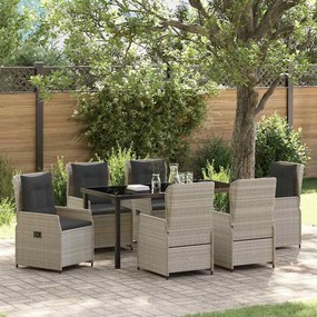 vidaXL Conjunto de Jantar de Jardim 7 Peças Cinza Claro em Rattan Sintético