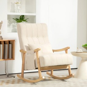 Poltrona de Amamentação de Baloiço, 90 x 65 x 98 cm, Bolso Lateral de Arrumação, Bege
