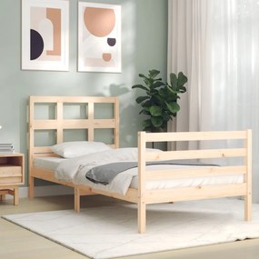 Estrutura de cama com cabeceira 90x200 cm madeira maciça