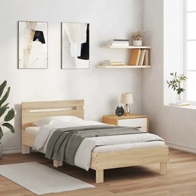 Cama sem colchão com cabeceira 100x200 cm carvalho sonoma