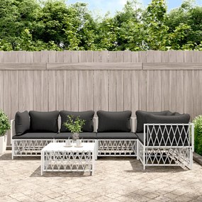 vidaXL 6 pcs conjunto lounge de jardim com almofadões aço branco