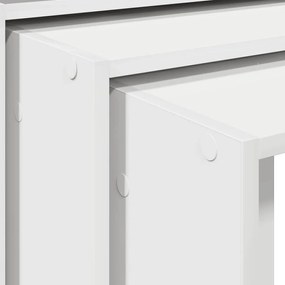 Mesas de encastrar 3 pcs derivados de madeira branco