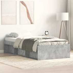 Estrutura de cama solteiro 75x190 cm cinzento cimento