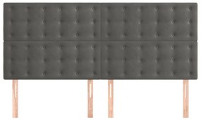 Cabeceira de cama 4 pcs veludo 90x5x78/88 cm cinzento-escuro