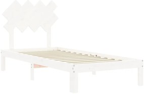 Cama sem colchão 90x200 cm madeira de pinho maciça branco