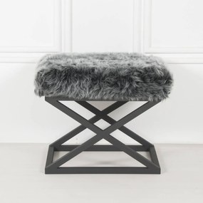 Pouffe Capraz – Preto e Cinzento – 50 cm x 42 cm x 40 cm