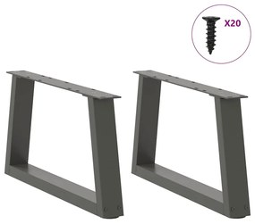 Mesa de jantar pernas 2pcs forma V 50x(30-31,3)cm aço antracite