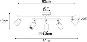 Candeeiro de teto moderno preto 5 luzes - Facil