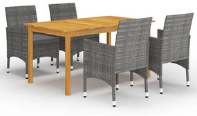 vidaXL 5 pcs conjunto de jantar para jardim cinzento