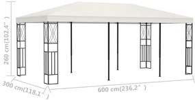 Gazebo 3x6 m tecido cor creme
