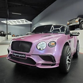 Carro elétrico infantil 12V Bentley Continental, telecomandado, , pneus de EVA, assento em pele cor rosa metalizado