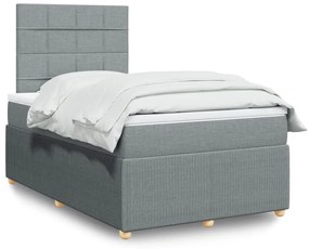 Cama boxspring com colchão 120x190 cm tecido cinzento-claro