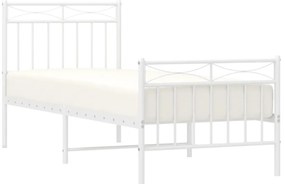 Estrutura de cama com cabeceira e pés 80x200 cm metal branco