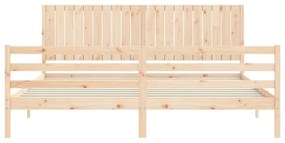 Estrutura de cama com cabeceira 200x200 cm madeira maciça