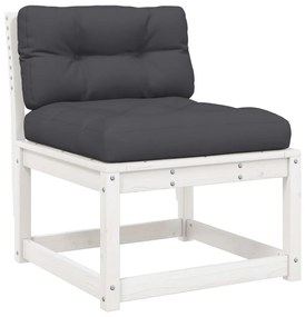 8 pcs conj. lounge de jardim c/ almofadões pinho maciço branco