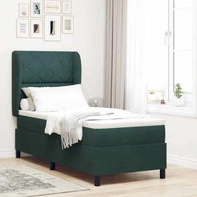 vidaXL Cama com Estrado e Colchão Verde Escuro 80x200 cm - Veludo