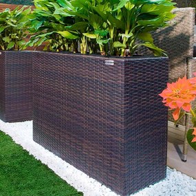 Vaso jardim de flores Polyrattan 95x27x60cm Castanho