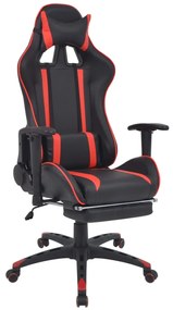 vidaXL Cadeira escritório reclin. estilo corrida c/ apoio pés vermelho