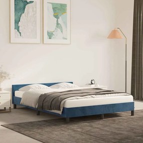 Estrutura de cama sem colchão 140x190 cm veludo azul-escuro