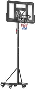 SPORTNOW tabela de Basquetebol para Exterior com Altura Ajustável 235-305 cm Saco de Peso e Rodas Preto | Aosom Portugal