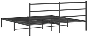 Estrutura de cama com cabeceira 193x203 cm metal preto