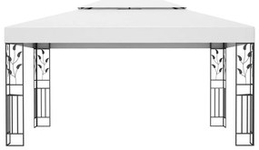 Gazebo com toldo duplo e cordões de luzes LED 3x4 m branco
