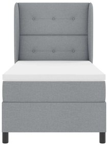 Cama Box com Colchão Cinza Claro 80 x 200 cm, Tecido de Qualidade.