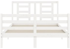 Estrutura de cama com cabeceira 140x200cm madeira maciça branco