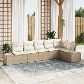 vidaXL Conjunto de Sofás de Jardim de 6 Peças com Almofadas Bege em Rattan