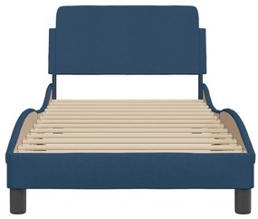 Estrutura cama c/ cabeceira sem colchão tecido 90x190 cm azul