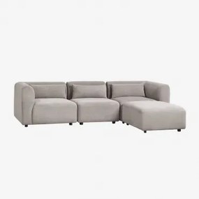 Sofá Modular De 3 Peças Com Puff Fogler Bombazina Cinzento Toupeira Claro - Sklum