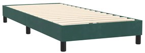 Cama com molas/colchão 90x220 cm veludo verde-escuro