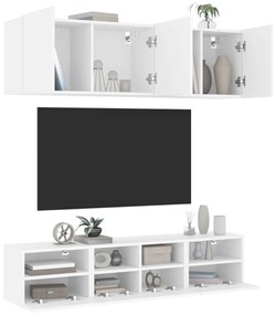 vidaXL 5 pcs móveis de parede p/ TV derivados de madeira branco