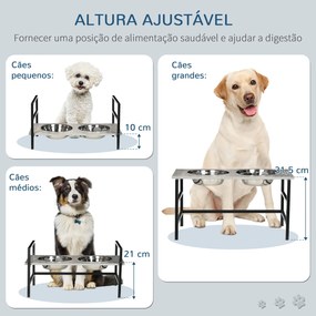 PawHut Comedouro Elevado para Cães com Altura Ajustável Comedouro para